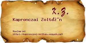 Kapronczai Zoltán névjegykártya