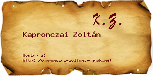 Kapronczai Zoltán névjegykártya